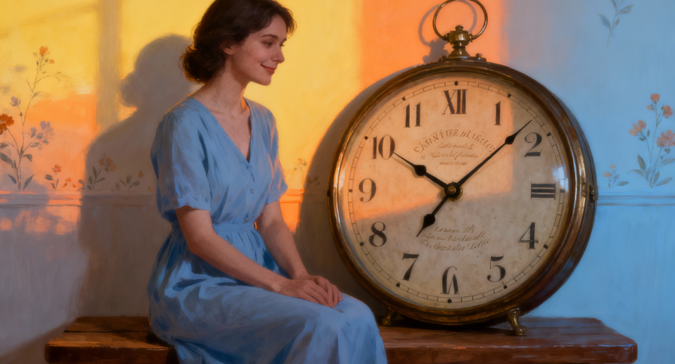 A woman in her own timeline.